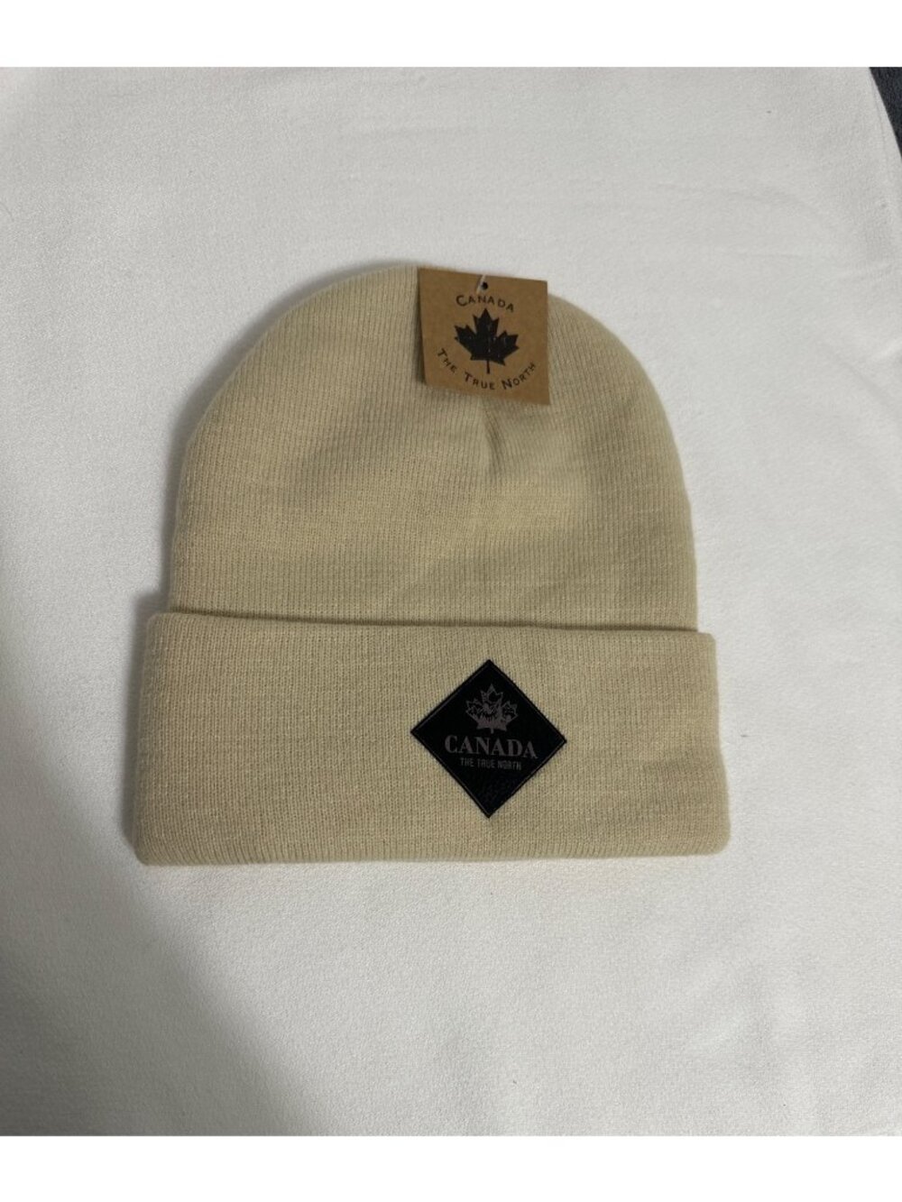 Canada The True North Beige Acrylic Knit Beanie Hat Unisex Winter Accessory